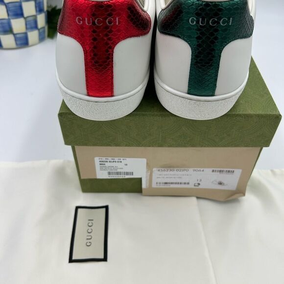 Men’s Gucci, ace embroidered leather sneakers, size 13 made in Italy - Picture 6 of 9